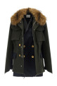 Wool coat with fur insert Green