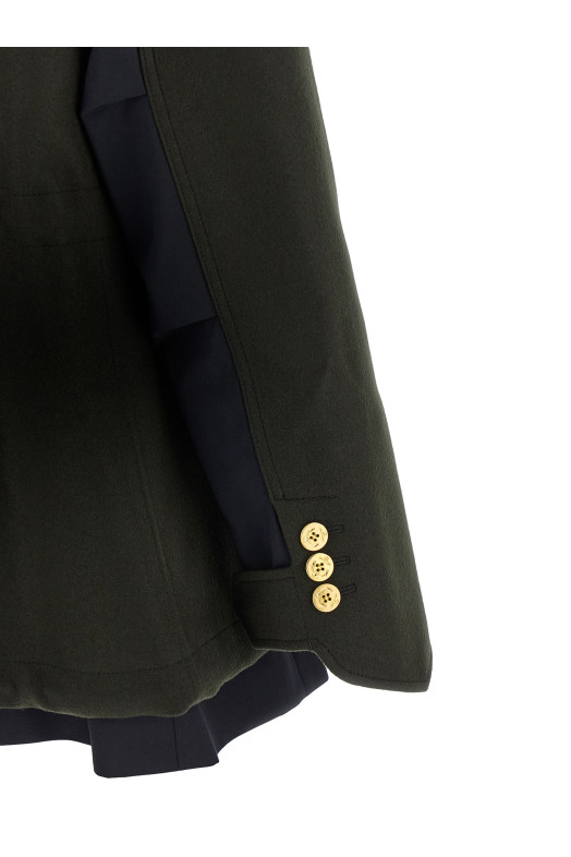 Wool coat with fur insert Green