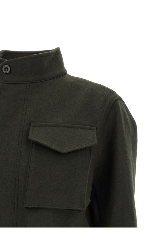 Wool coat with fur insert Green
