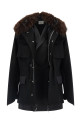 Wool coat with fur insert Black