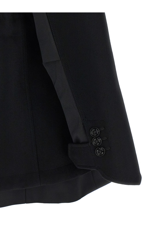 Wool coat with fur insert Black