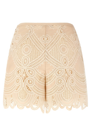Macramé embroidery shorts Beige