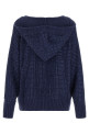 'Seicento' cardigan with rhinestones and hood Blue