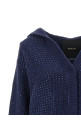 'Seicento' cardigan with rhinestones and hood Blue
