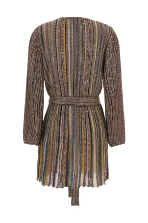 Платье с V-образным вырезом и ремнем, разноцветное MISSONI DS26WG0PBK01KQSMSPE