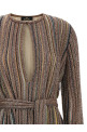 V-neck and belt dress Multicolor