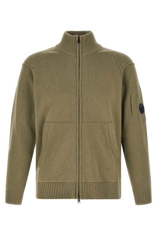'Lambswool GRS' cardigan with Lens detail Green
