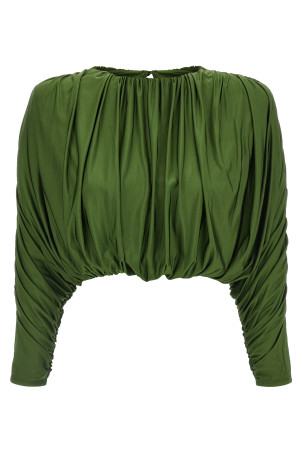 Short top with ripples Green