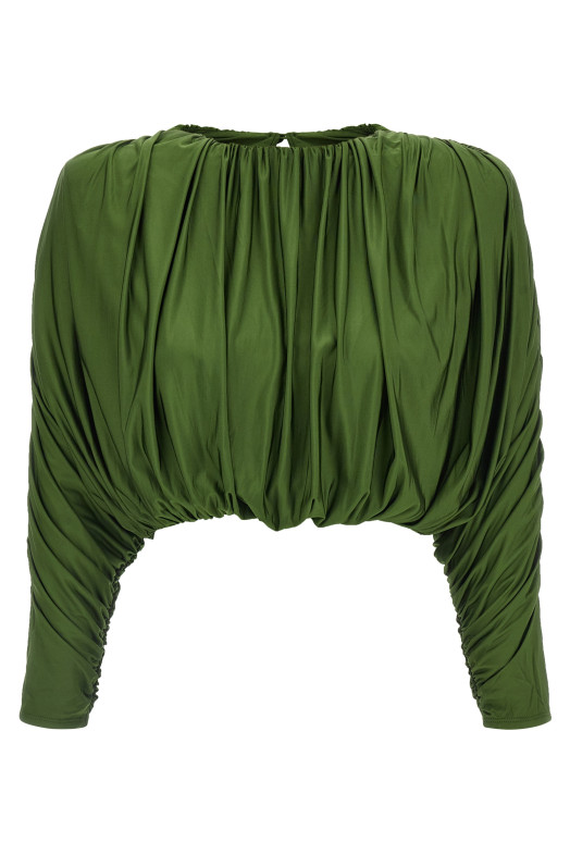 Short top with ripples Green