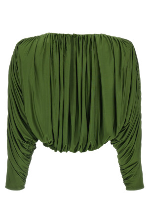 Short top with ripples Green
