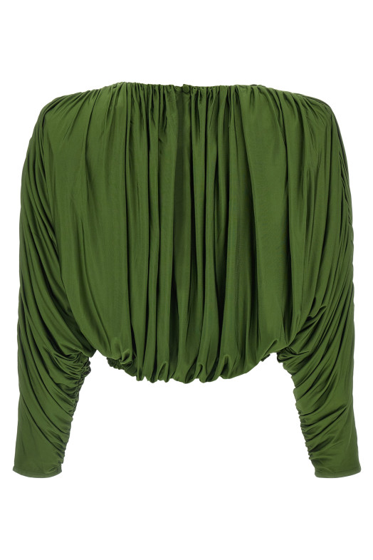 Short top with ripples Green