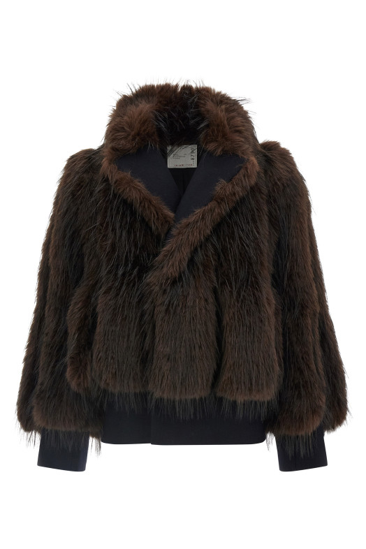 Jacket with fur inserts Brown