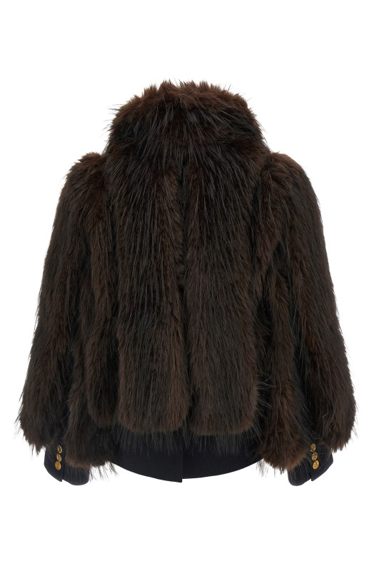 Jacket with fur inserts Brown