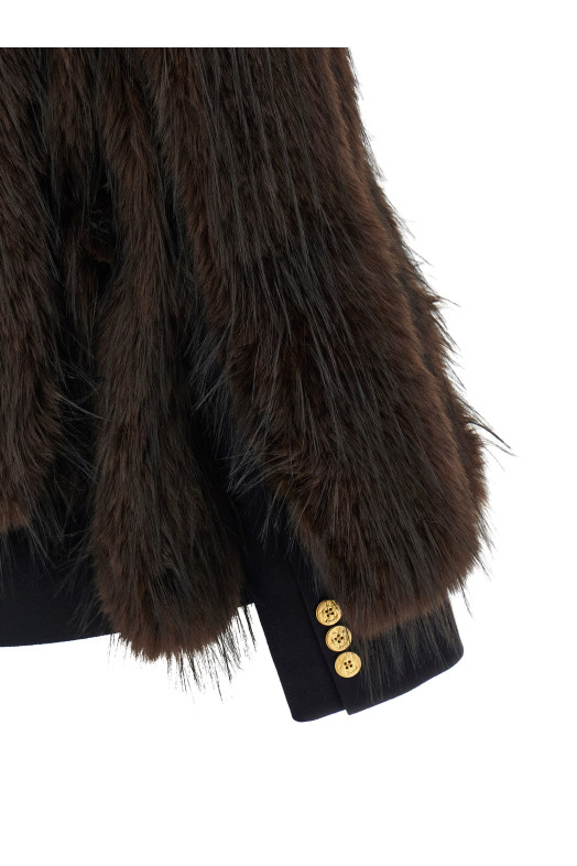 Jacket with fur inserts Brown