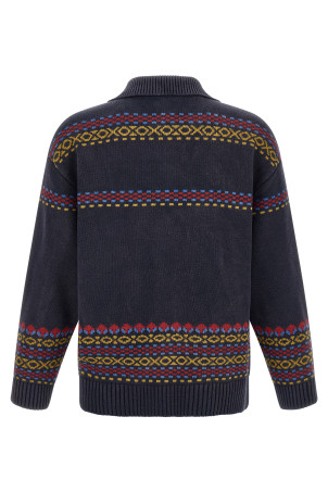 'Isles' cardigan with intarsia Blue