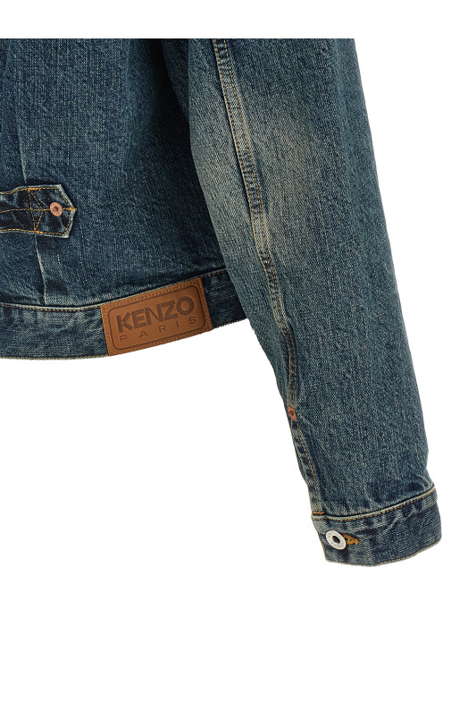 Floral embroidery denim jacket Blue