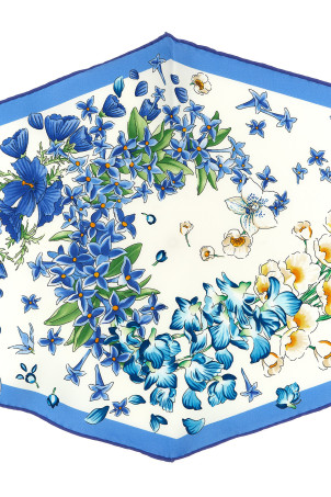 'Primavera' print diamond scarf BLUE