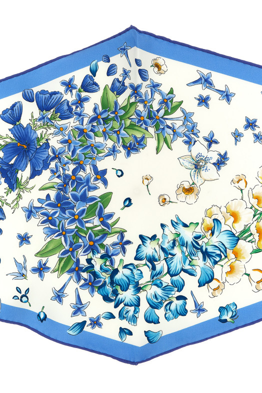 'Primavera' print diamond scarf BLUE