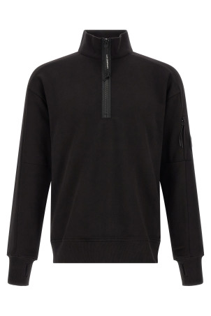 'Diagonal Raised Fleece ' sweatshirt and Lens detail Black