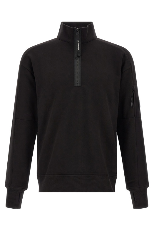 'Diagonal Raised Fleece ' sweatshirt and Lens detail Black