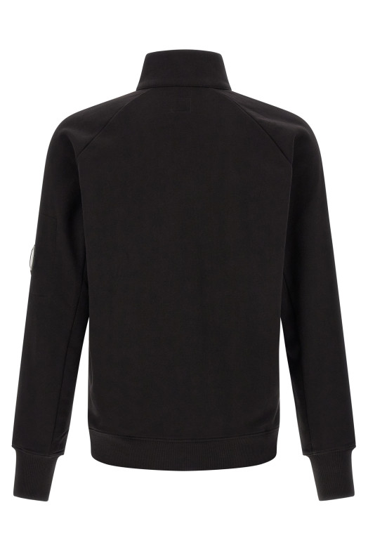'Diagonal Raised Fleece ' sweatshirt and Lens detail Black