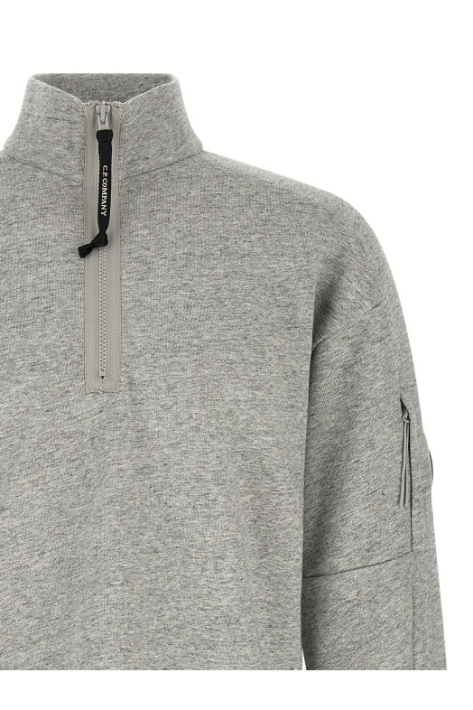 'Diagonal Raised Fleece ' sweatshirt and Lens detail Gray