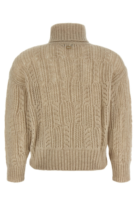 Openwork turtleneck sweater Beige