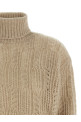 Openwork turtleneck sweater Beige