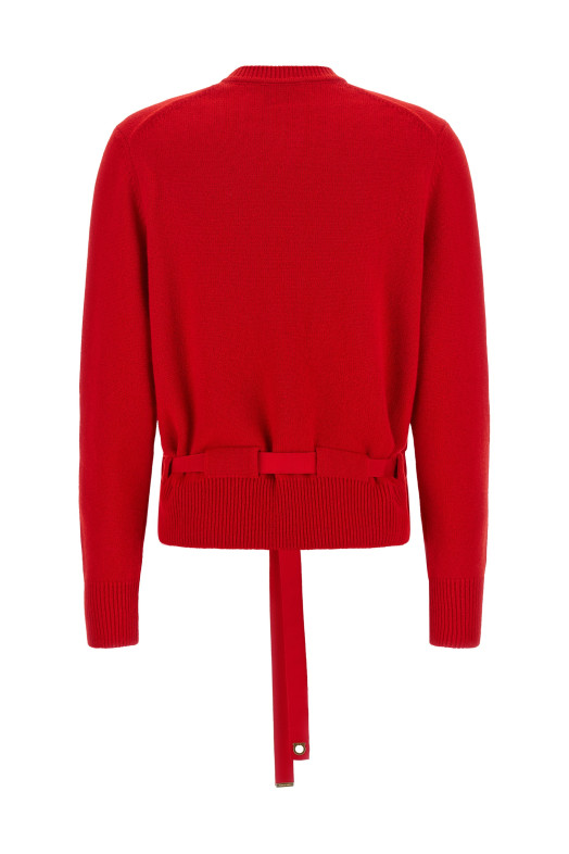 Belted cardigan Red