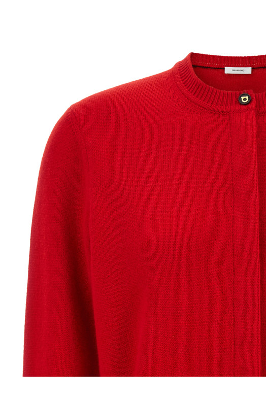 Belted cardigan Red