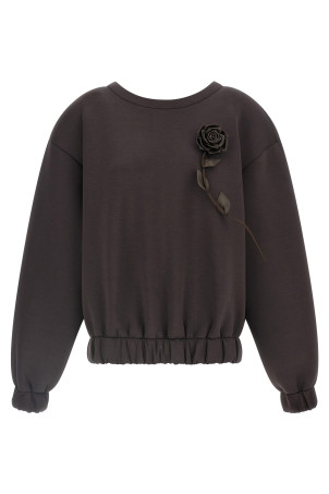 Removable Flower application sweatshirt Brown