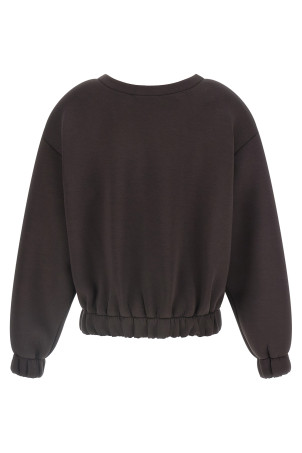 Removable Flower application sweatshirt Brown