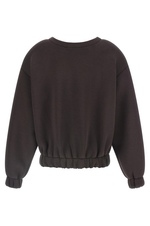 Removable Flower application sweatshirt Brown