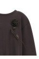 Removable Flower application sweatshirt Brown