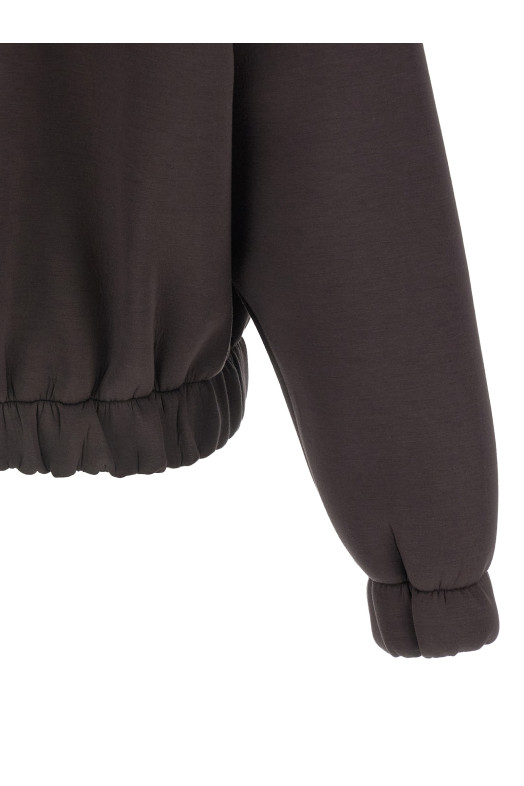 Removable Flower application sweatshirt Brown