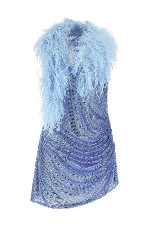 Dress with removable crystals and feathers BLUE