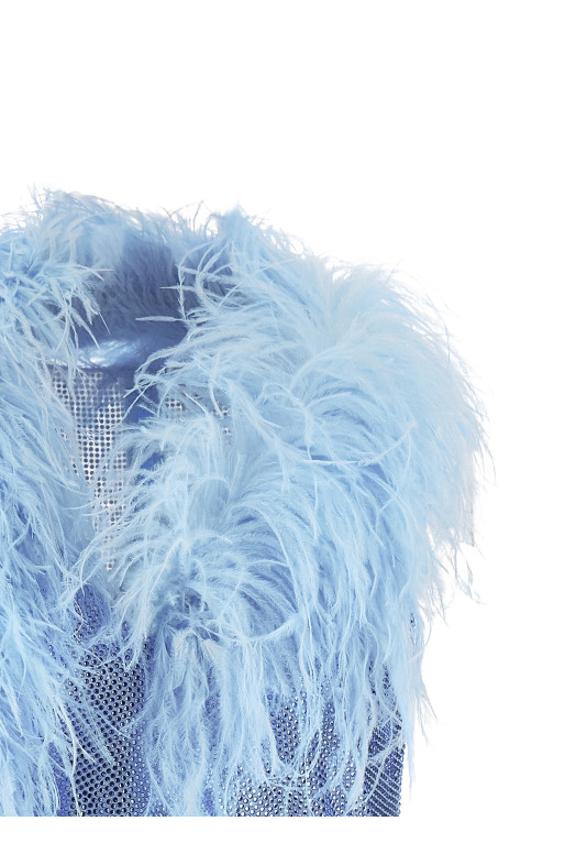 Dress with removable crystals and feathers BLUE