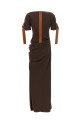 Dress with leather straps Brown