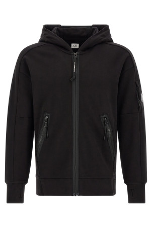 'Diagonal Raised Fleece' sweatshirt with Lens detail Black