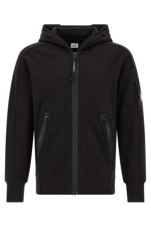 'Diagonal Raised Fleece' sweatshirt with Lens detail Black