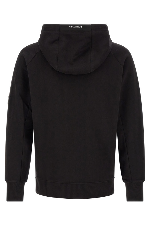 'Diagonal Raised Fleece' sweatshirt with Lens detail Black