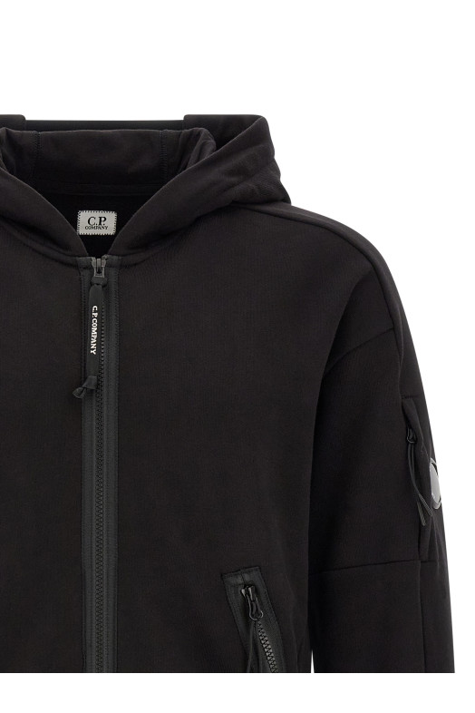 'Diagonal Raised Fleece' sweatshirt with Lens detail Black