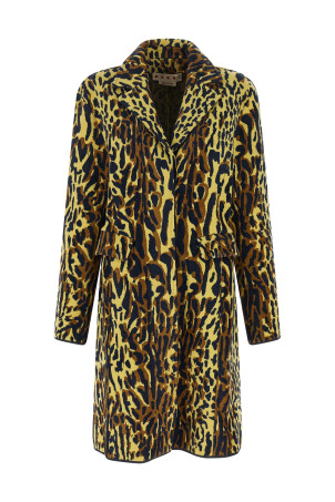 Animalier jacquard wool coat Multicolor