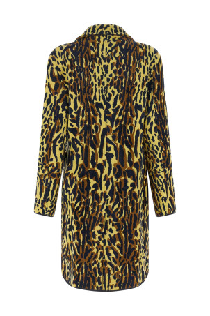 Animalier jacquard wool coat Multicolor