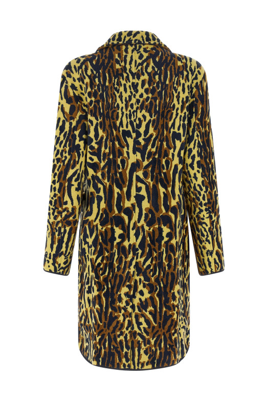 Animalier jacquard wool coat Multicolor