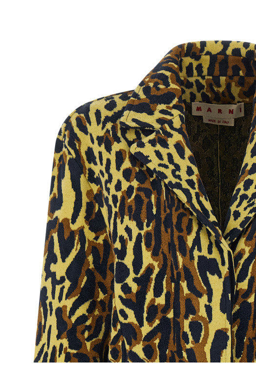Animalier jacquard wool coat Multicolor