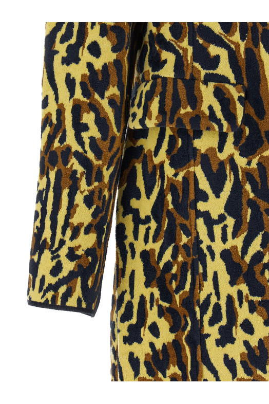Animalier jacquard wool coat Multicolor