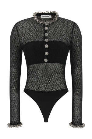 Openwork knitted bodysuit Black