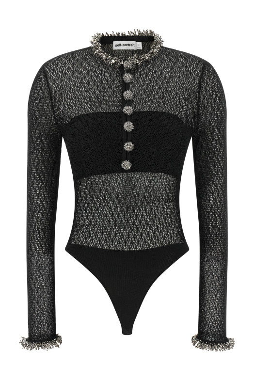 Openwork knitted bodysuit Black