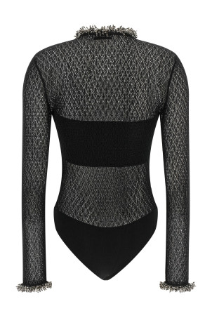 Openwork knitted bodysuit Black